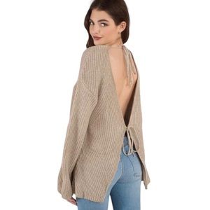 Tobi Emma Toast Tie Back Open Back Knit Sweater Size Small